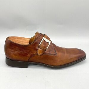 Magnanni Mens 10M Marco Monk Strap Loafer Dress Shoe Brown Leather Formal Buckle
